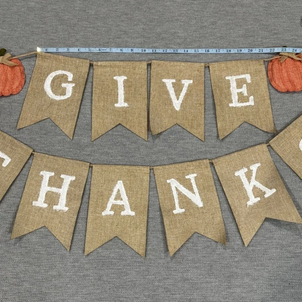 Rustic Give Thanks Burlap Banner Thanksgiving Seasonal Decor Mantel Hobby Lobby